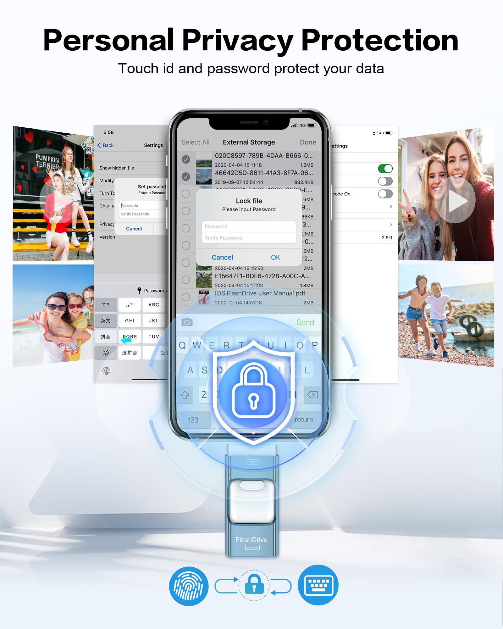 ZARMST 256GB Flash Drive for iPhone/iPad, A-Sky Blue USB Stick for High-Speed Photo & Video Storage, External Memory Expansion